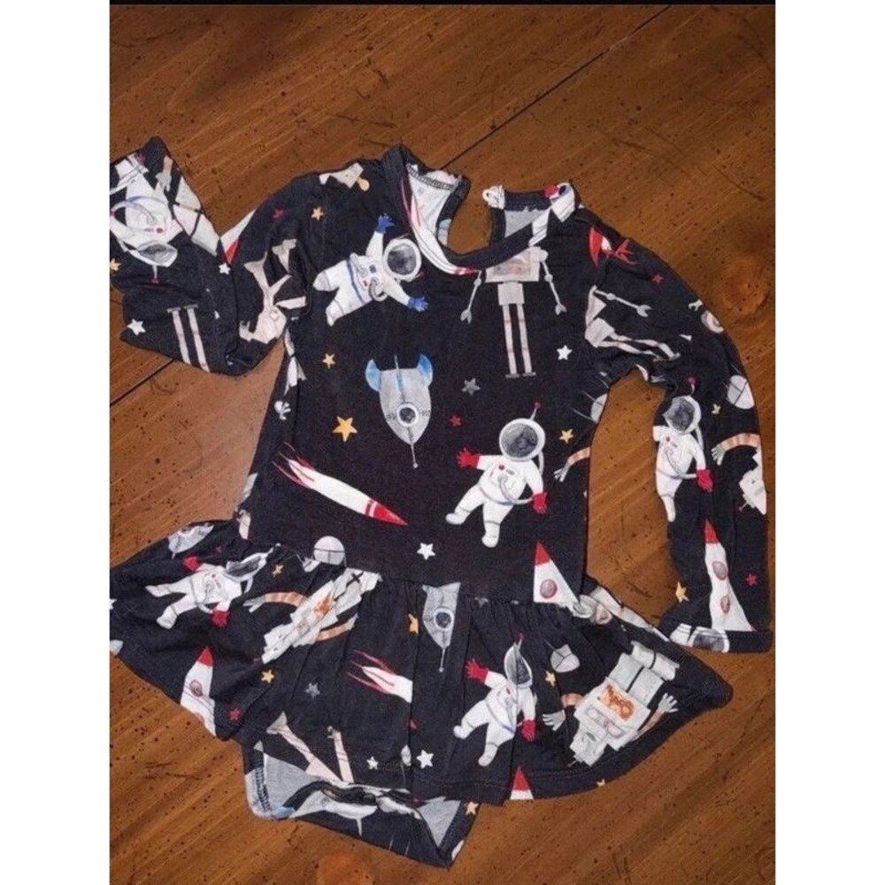 Little Bum Bums long sleeve Ruffle Dress Sz 6-12M